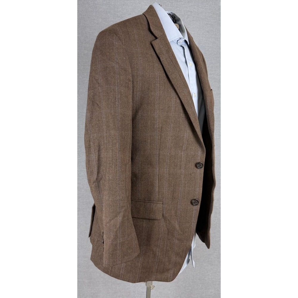 Ralph Lauren Mens 40S Brown Herringbone Pinstripe 100% Wool Blazer Jacket